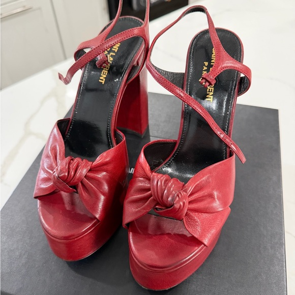 Saint Laurent Bold Red Platform Heels - Picture 2 of 6
